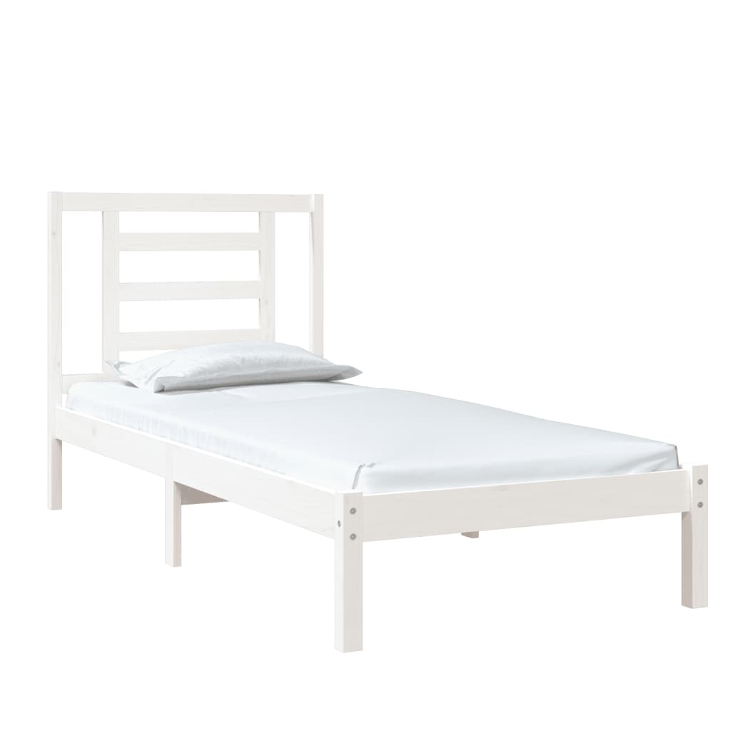 Bed Frame without Mattress White 75x190 cm Small Single Solid Wood