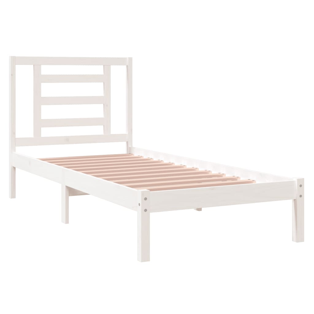 Bed Frame without Mattress White 75x190 cm Small Single Solid Wood