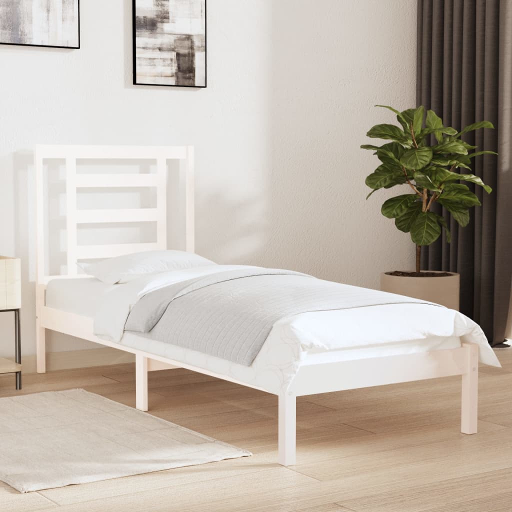Bed Frame without Mattress White 75x190 cm Small Single Solid Wood