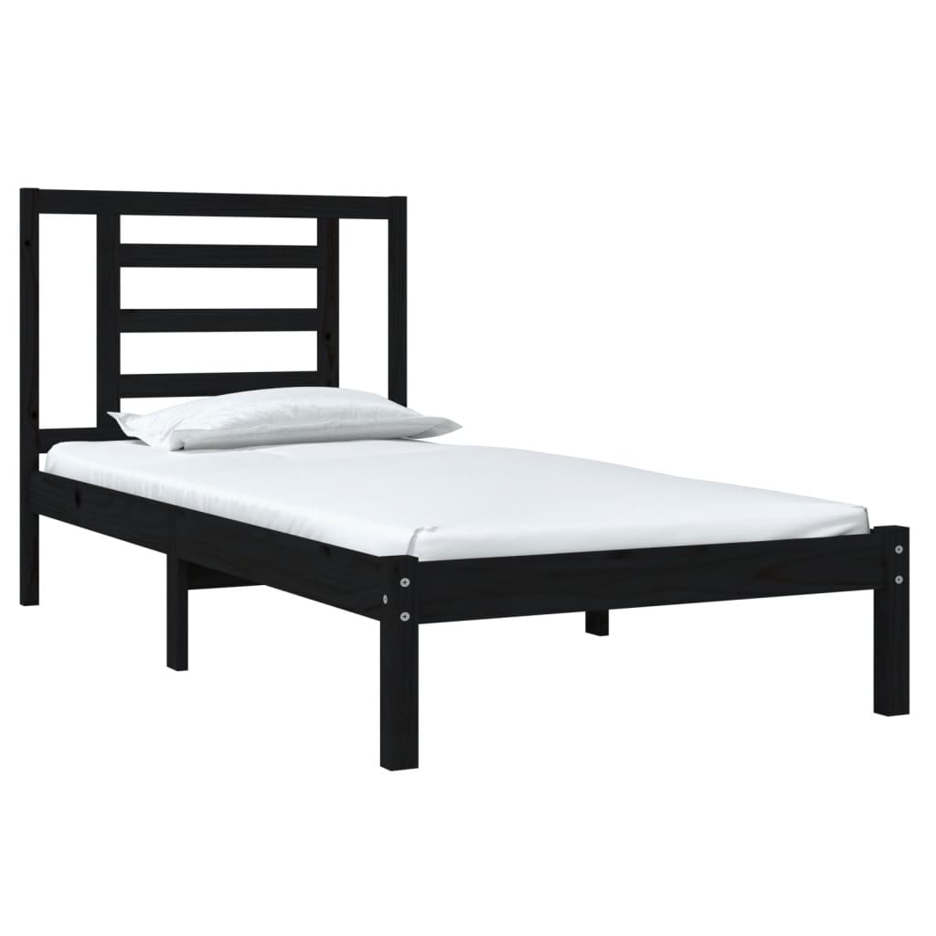 Bed Frame without Mattress Black 75x190 cm Small Single Solid Wood