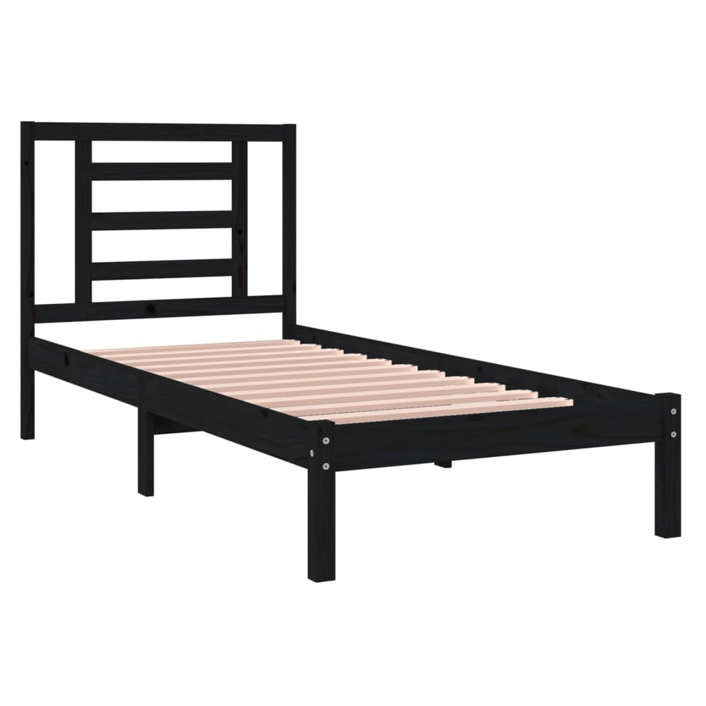 Bed Frame without Mattress Black 75x190 cm Small Single Solid Wood