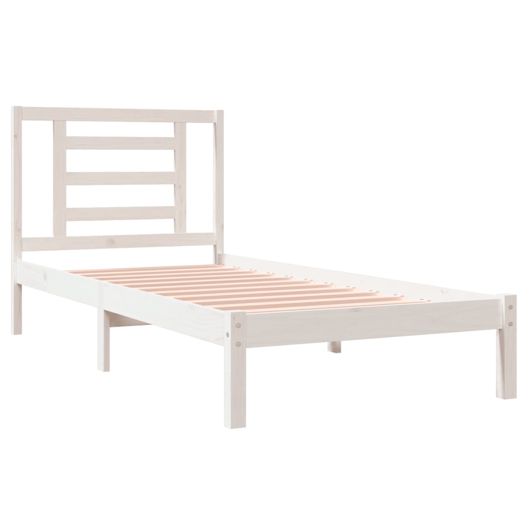 Bed Frame without Mattress White 90x190 cm Single Solid Wood Pine