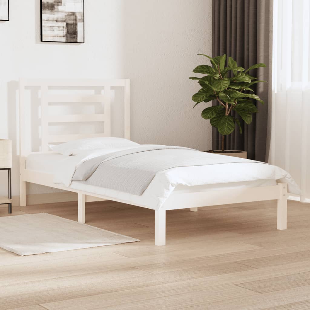Bed Frame without Mattress White 90x190 cm Single Solid Wood Pine