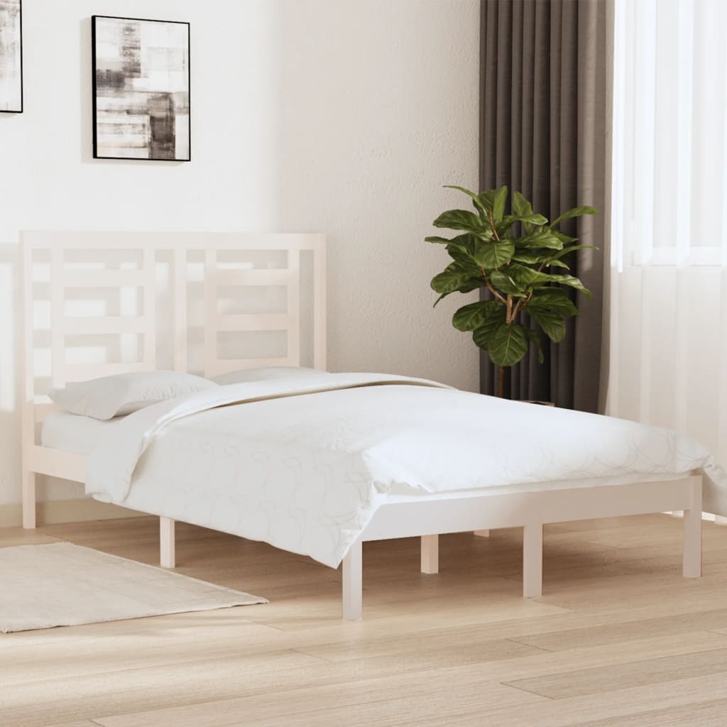 Bed Frame without Mattress White 120x190 cm Small Double Solid Wood