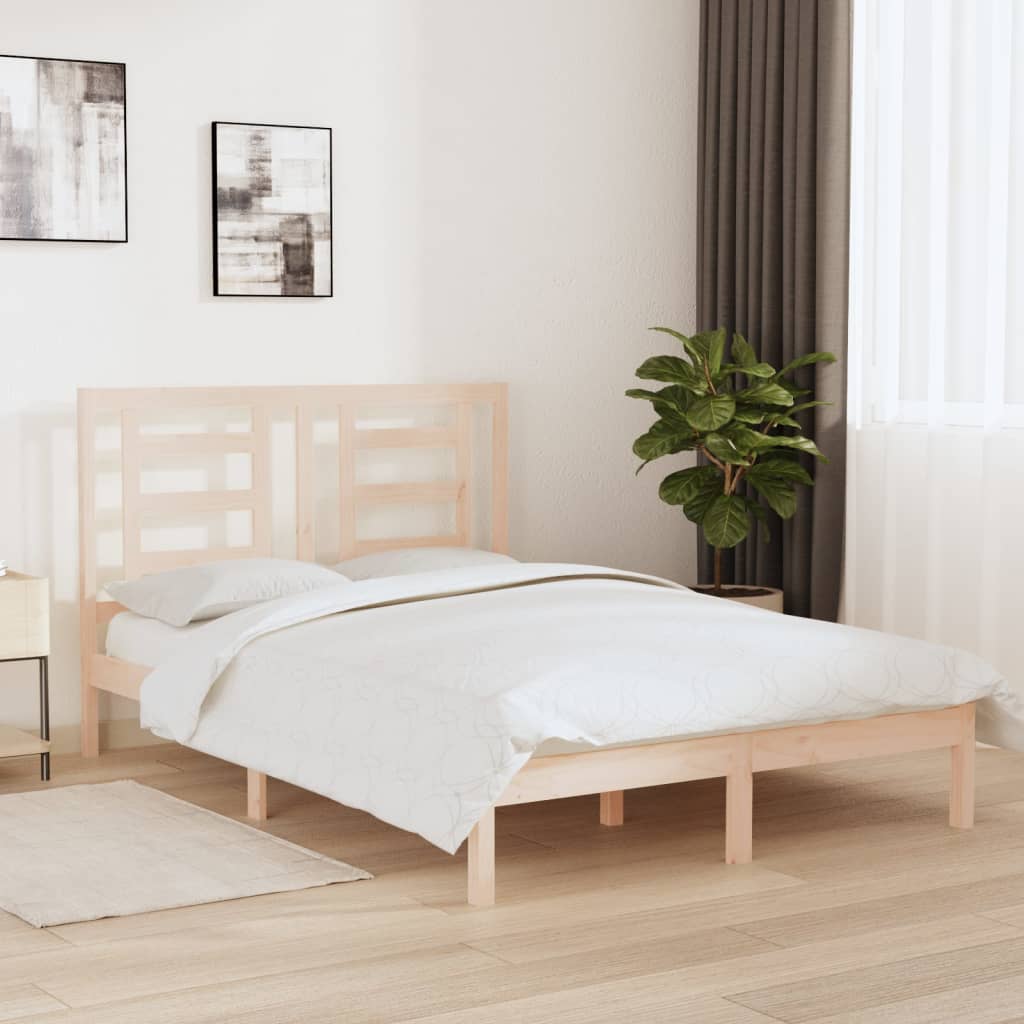 Bed Frame without Mattress 140x190 cm Solid Wood Pine