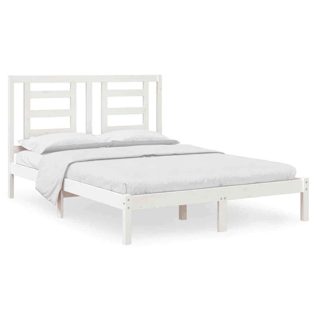 Bed Frame without Mattress White 140x190 cm Solid Wood Pine