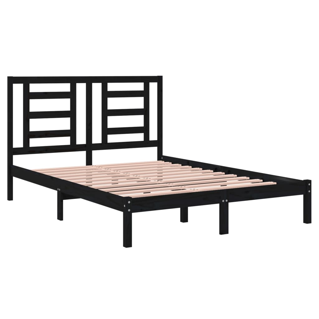 Bed Frame without Mattress Black 140x190 cm Solid Wood Pine