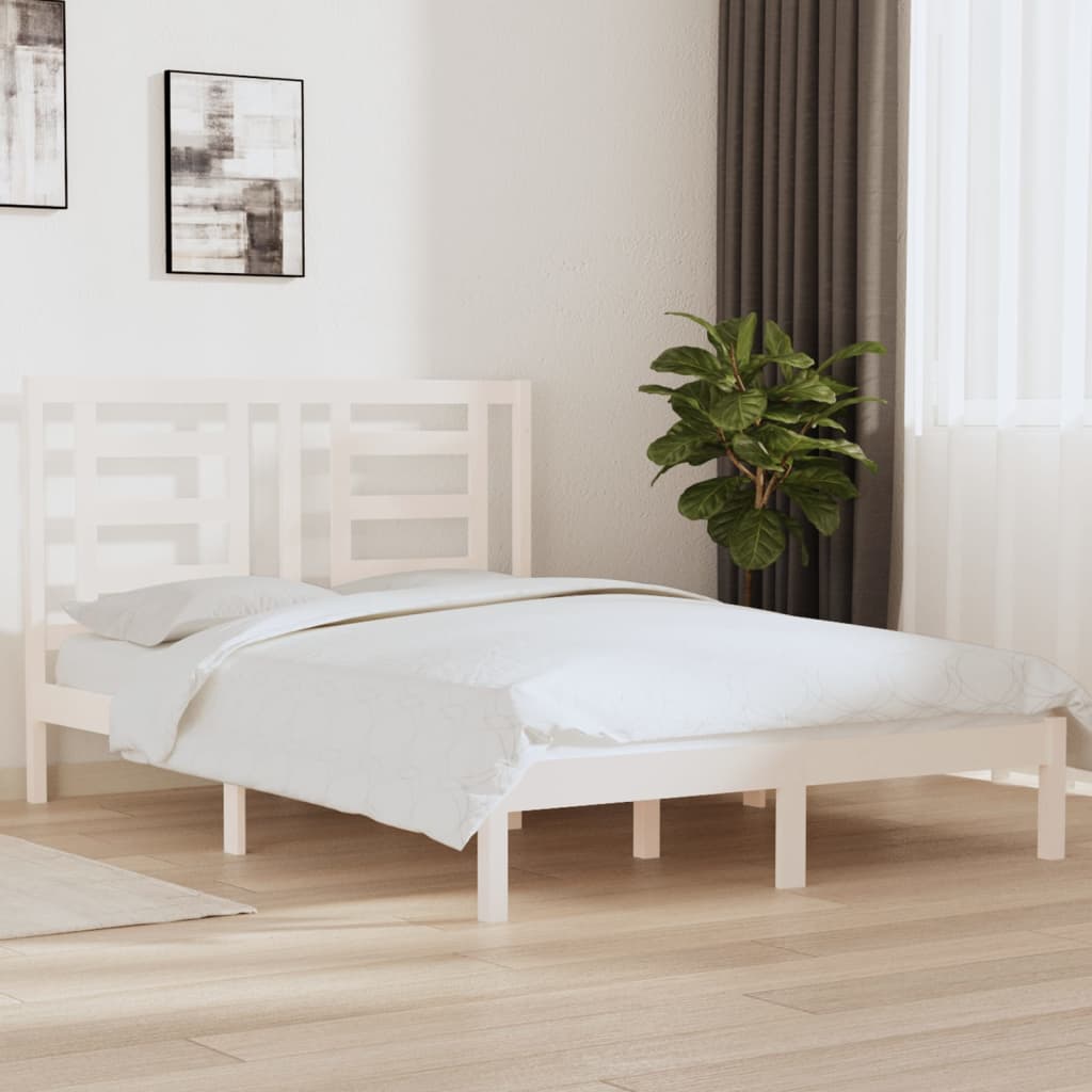 Bed Frame without Mattress White 140x200 cm Solid Wood Pine