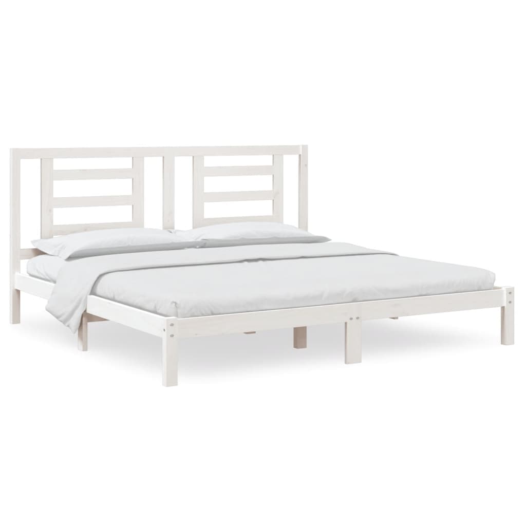 Bed Frame without Mattress White 200x200 cm Solid Wood Pine