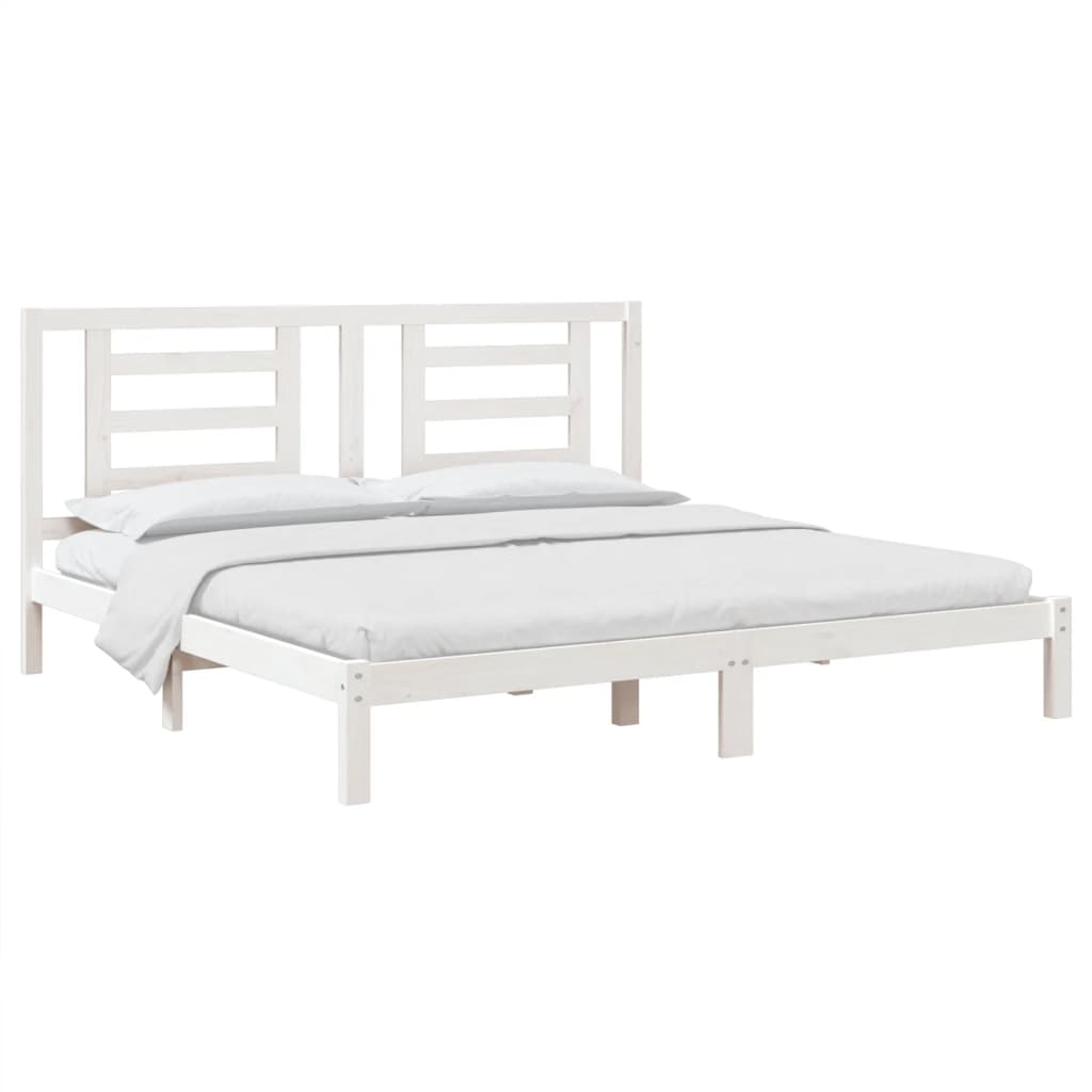 Bed Frame without Mattress White 200x200 cm Solid Wood Pine