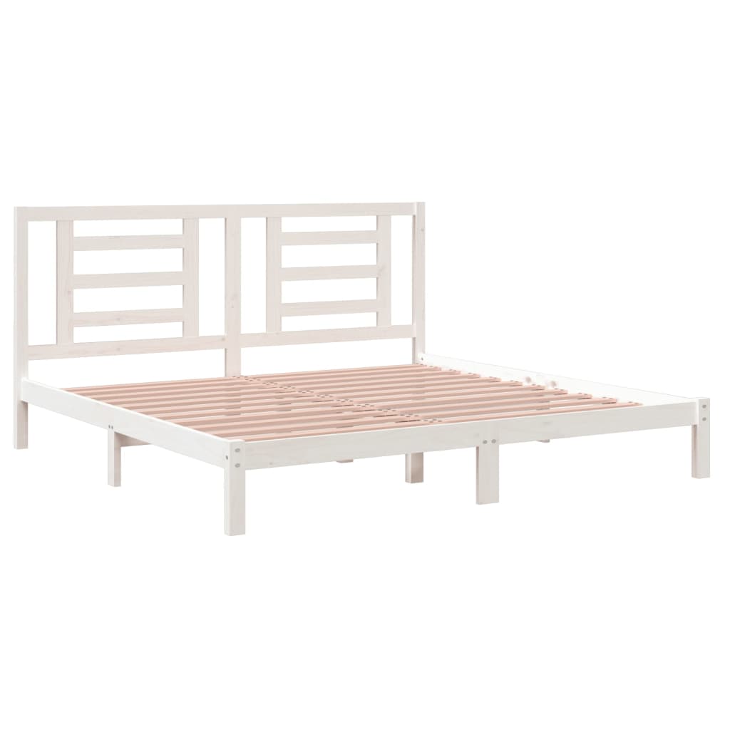 Bed Frame without Mattress White 200x200 cm Solid Wood Pine