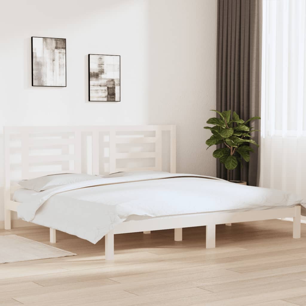 Bed Frame without Mattress White 200x200 cm Solid Wood Pine