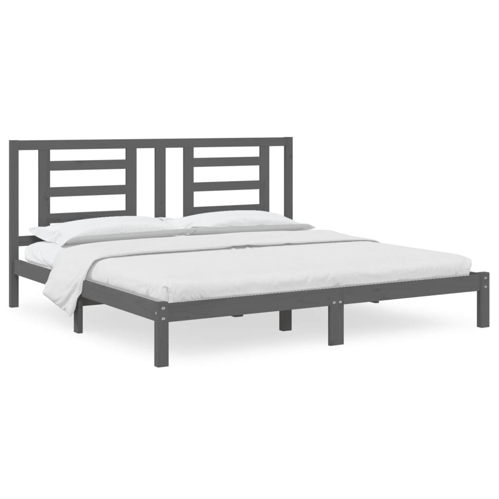 Bed Frame without Mattress Grey 200x200 cm Solid Wood Pine
