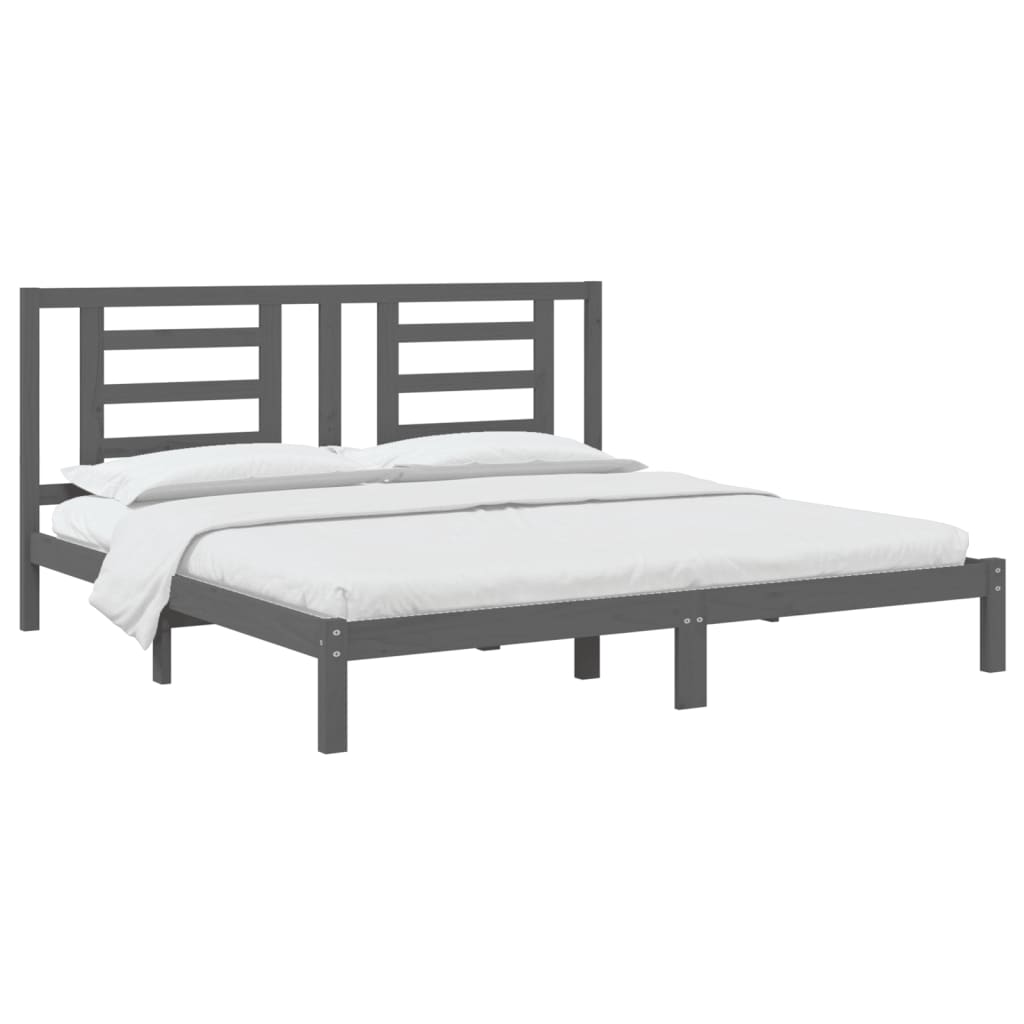 Bed Frame without Mattress Grey 200x200 cm Solid Wood Pine