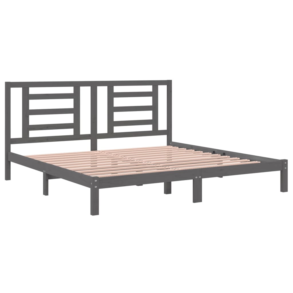 Bed Frame without Mattress Grey 200x200 cm Solid Wood Pine