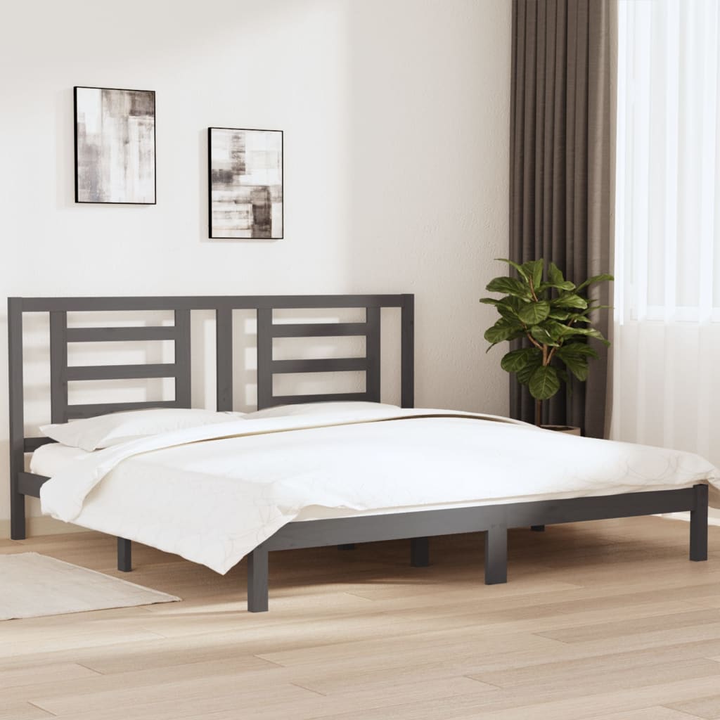 Bed Frame without Mattress Grey 200x200 cm Solid Wood Pine