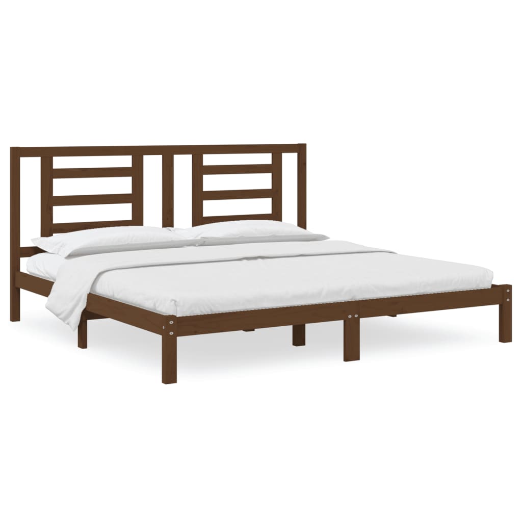 Bed Frame without Mattress Honey Brown 200x200 cm Solid Wood Pine