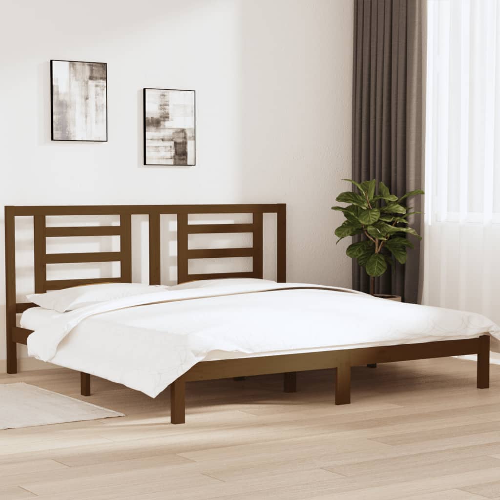 Bed Frame without Mattress Honey Brown 200x200 cm Solid Wood Pine
