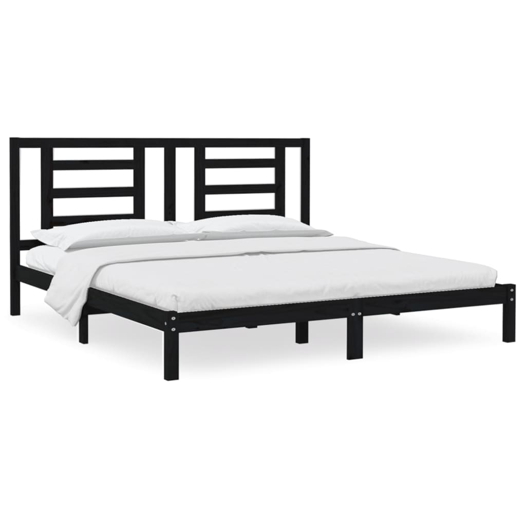 Bed Frame without Mattress Black 200x200 cm Solid Wood Pine