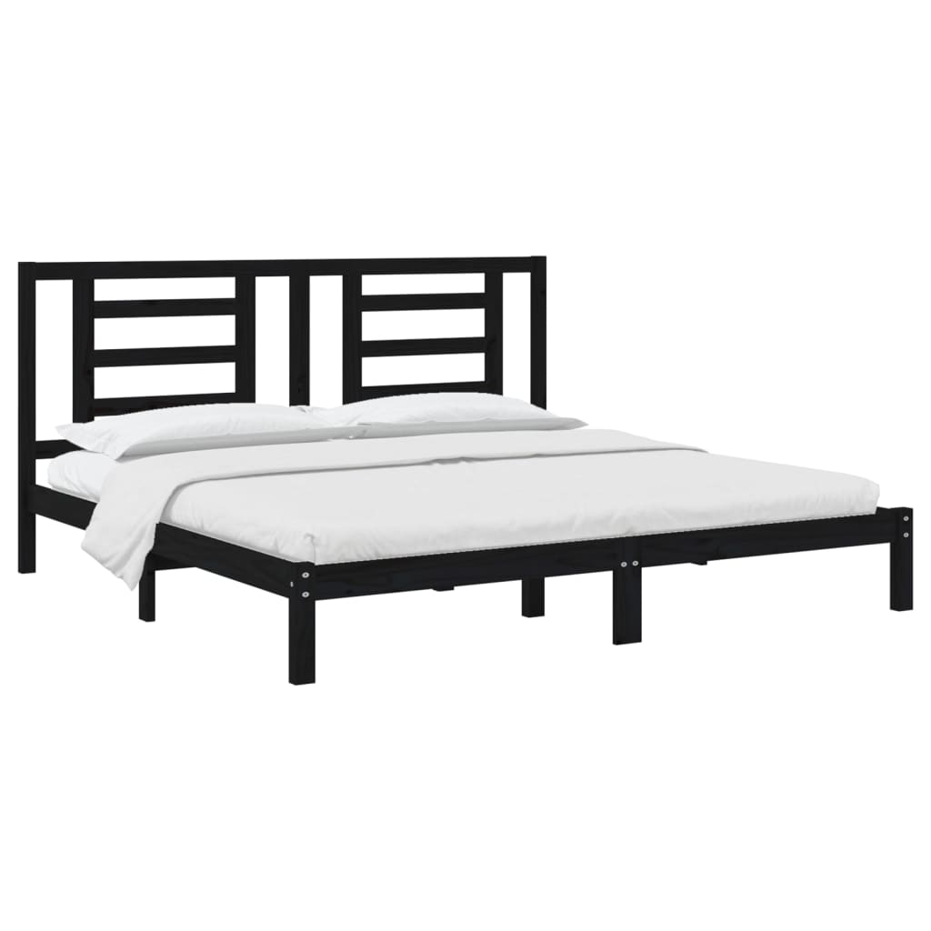 Bed Frame without Mattress Black 200x200 cm Solid Wood Pine