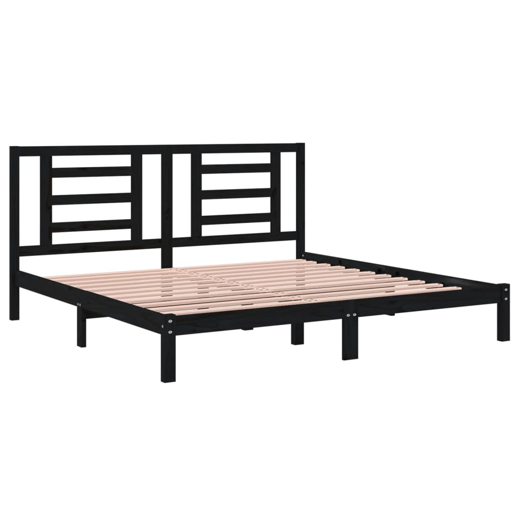 Bed Frame without Mattress Black 200x200 cm Solid Wood Pine