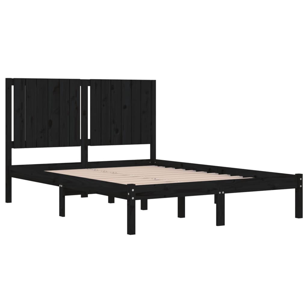 Bed Frame without Mattress Black 140x190 cm Solid Wood Pine