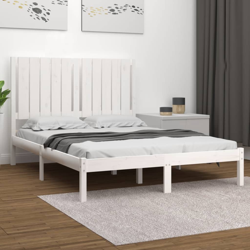 Bed Frame without Mattress White 120x200 cm Solid Wood Pine