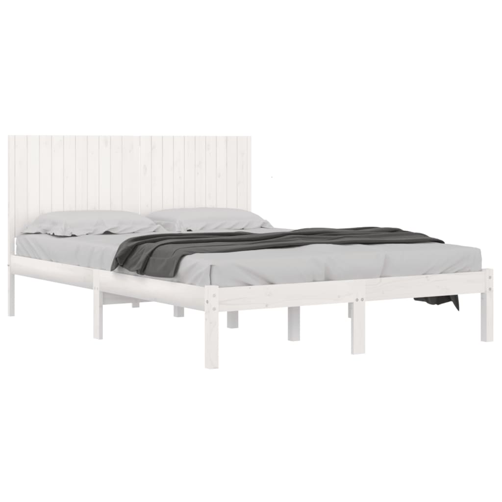 Bed Frame without Mattress White 200x200 cm Solid Wood Pine