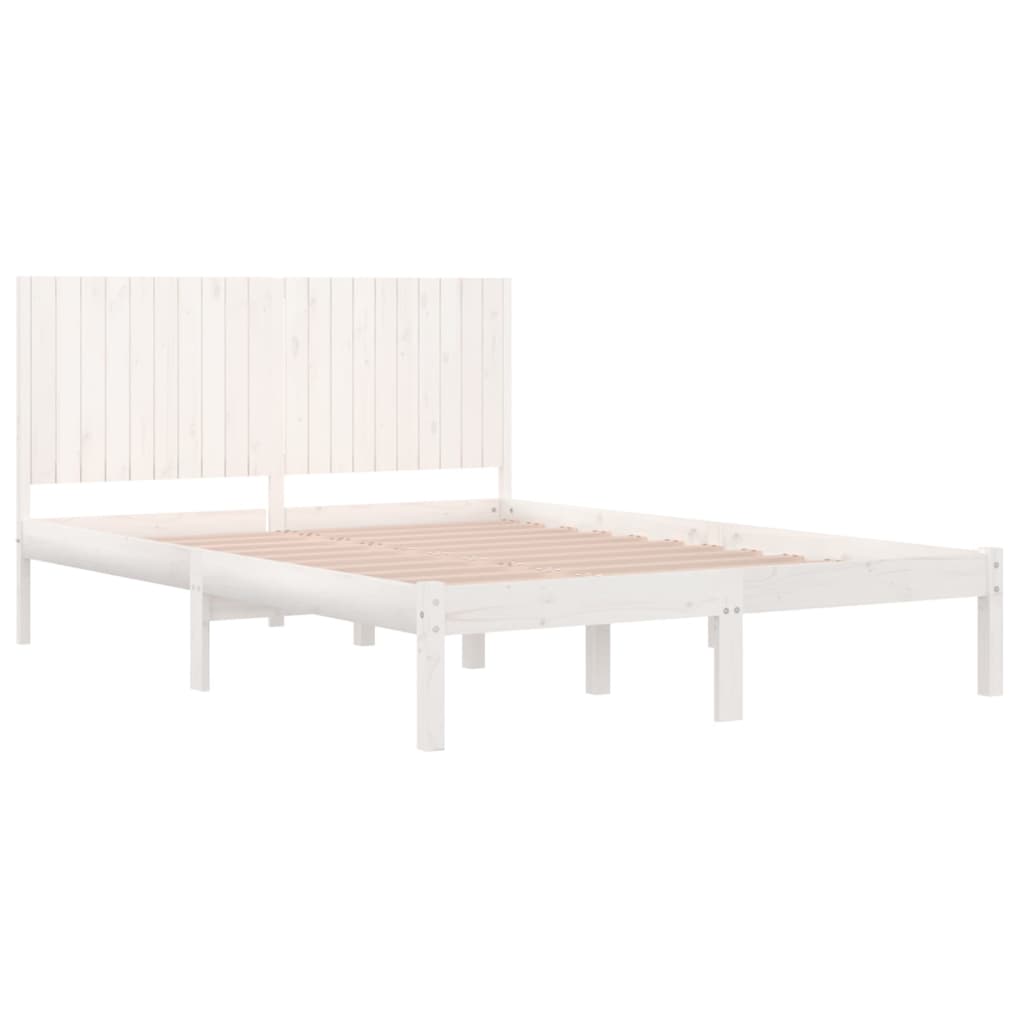 Bed Frame without Mattress White 200x200 cm Solid Wood Pine