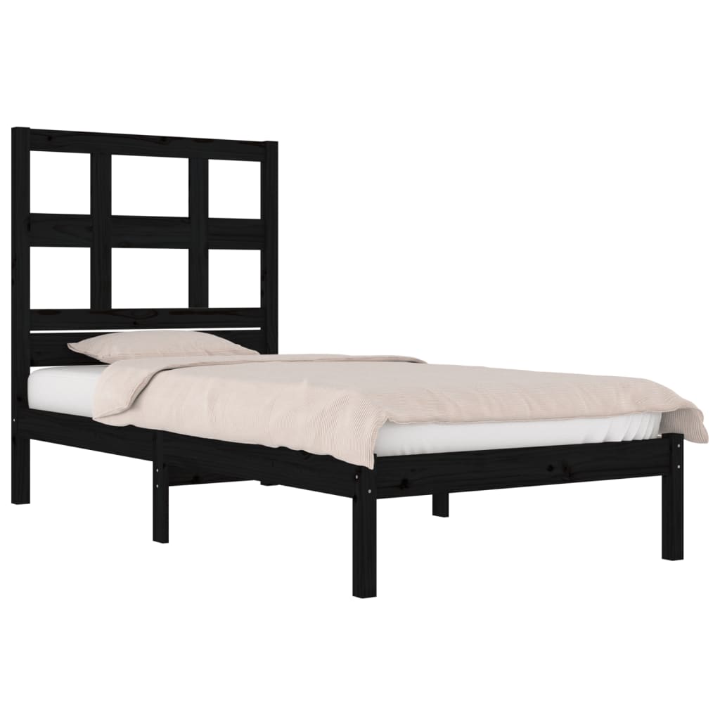 Bed Frame without Mattress Black 75x190 cm Small Single Solid Wood