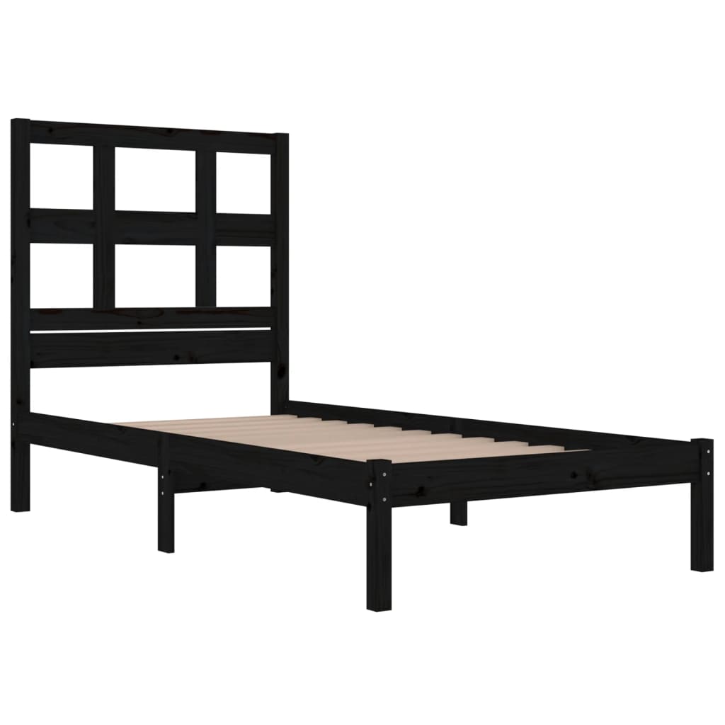 Bed Frame without Mattress Black 75x190 cm Small Single Solid Wood