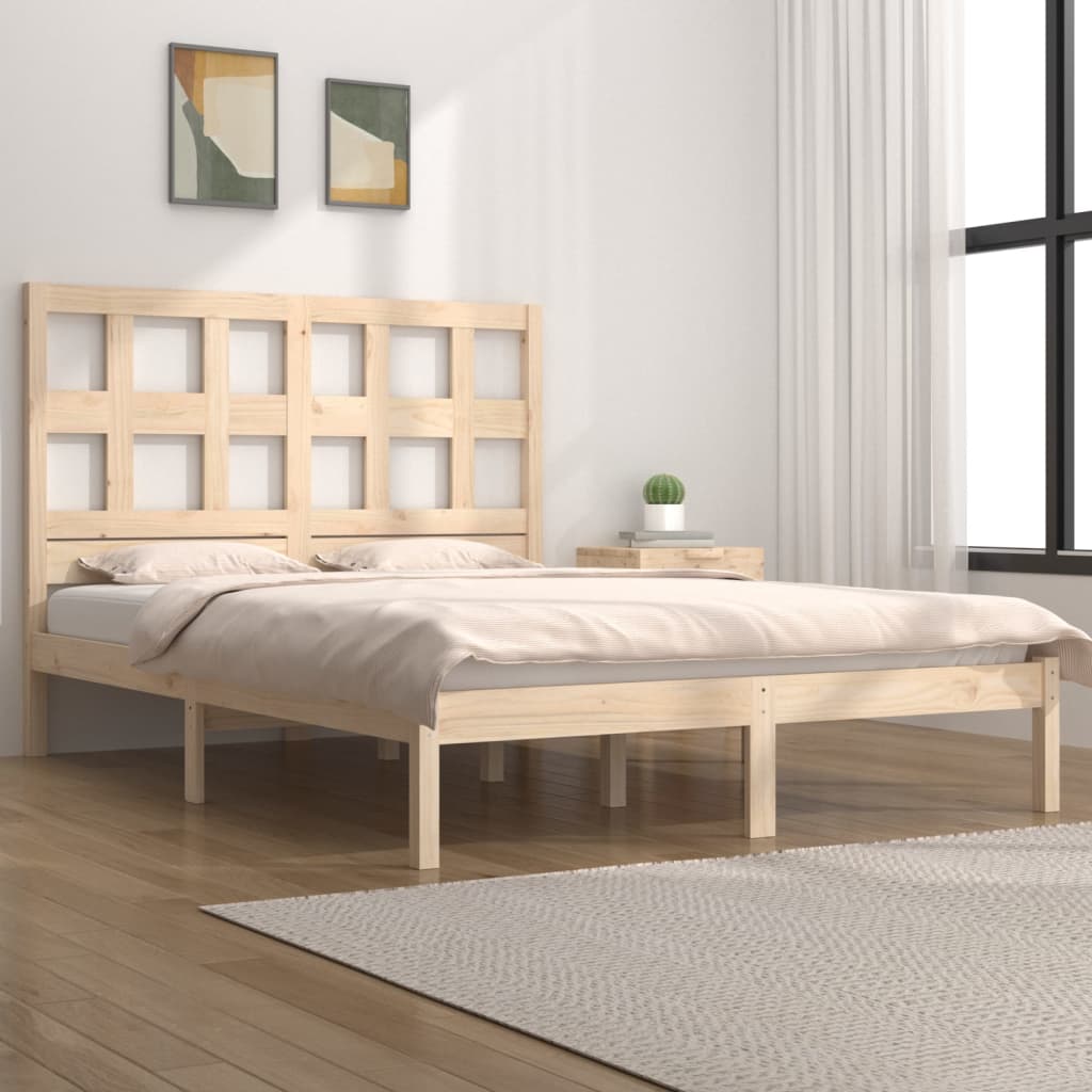 Bed Frame without Mattress 135x190 cm Double Solid Wood Pine
