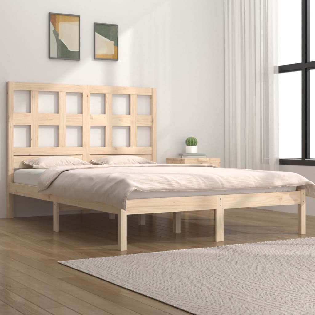 Bed Frame without Mattress 200x200 cm Solid Wood Pine