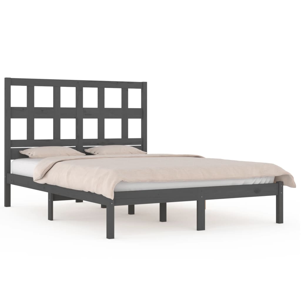 Bed Frame without Mattress Grey 200x200 cm Solid Wood Pine