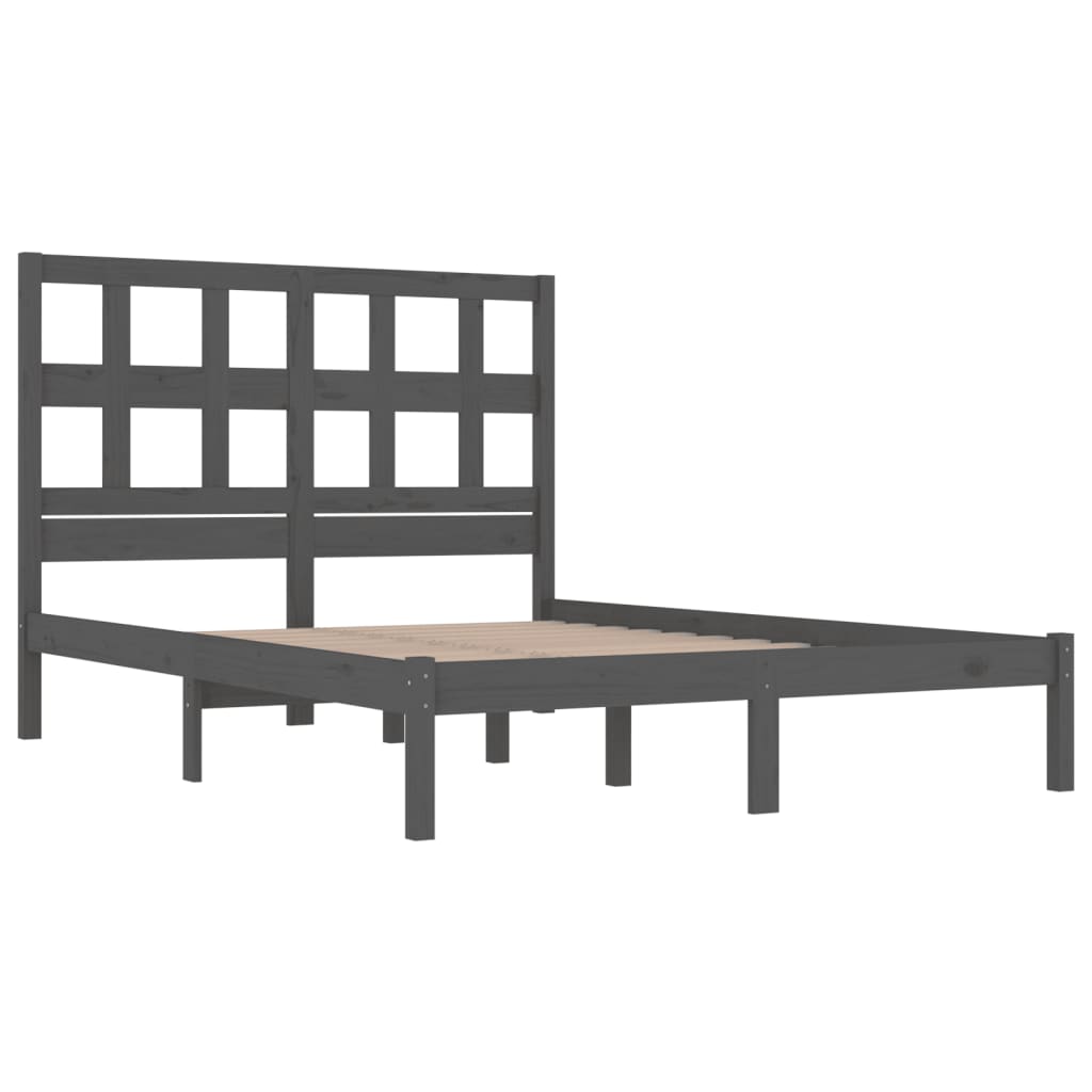Bed Frame without Mattress Grey 200x200 cm Solid Wood Pine
