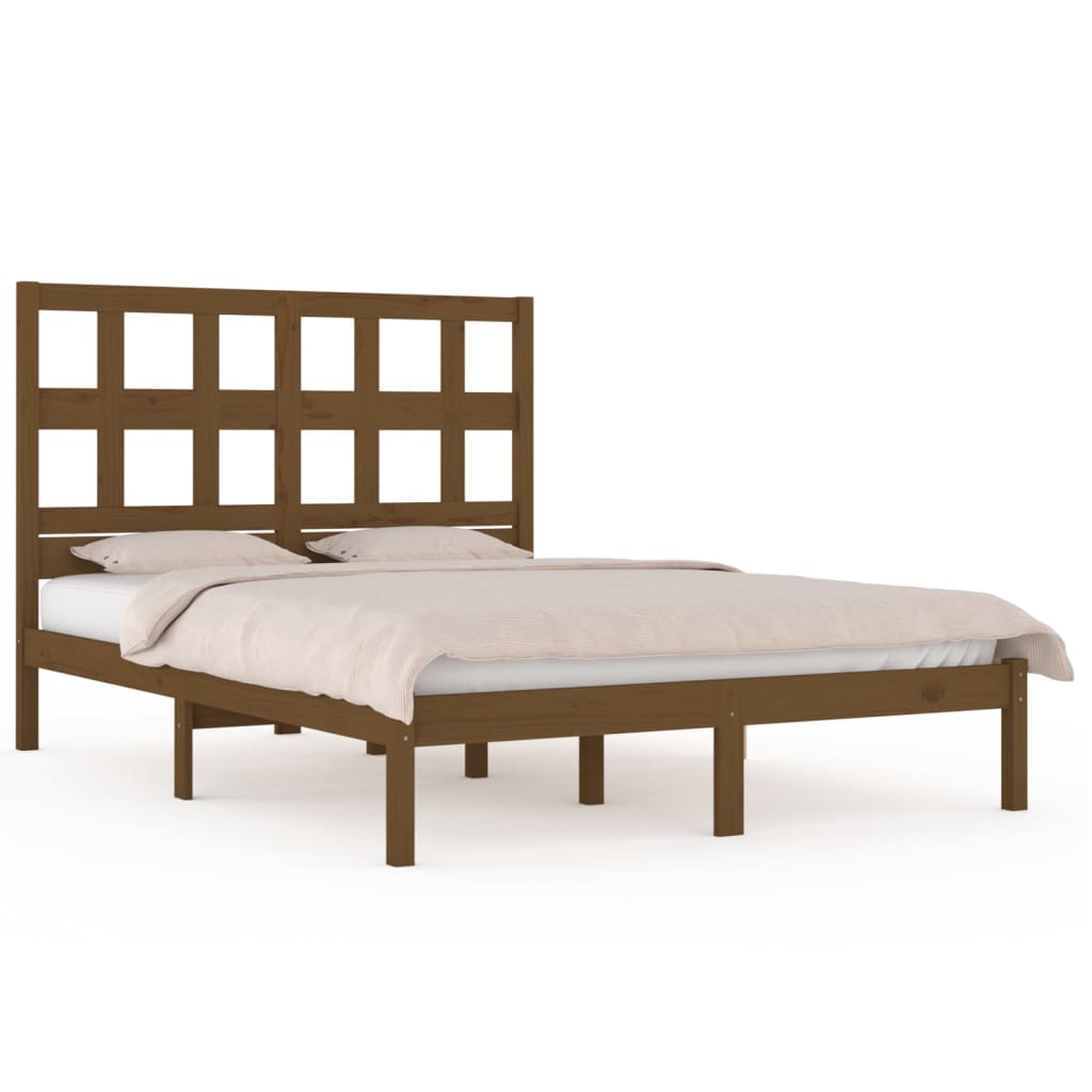 Bed Frame without Mattress Honey Brown 200x200 cm Solid Wood Pine