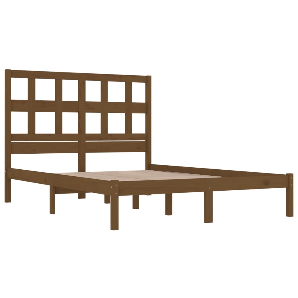 Bed Frame without Mattress Honey Brown 200x200 cm Solid Wood Pine
