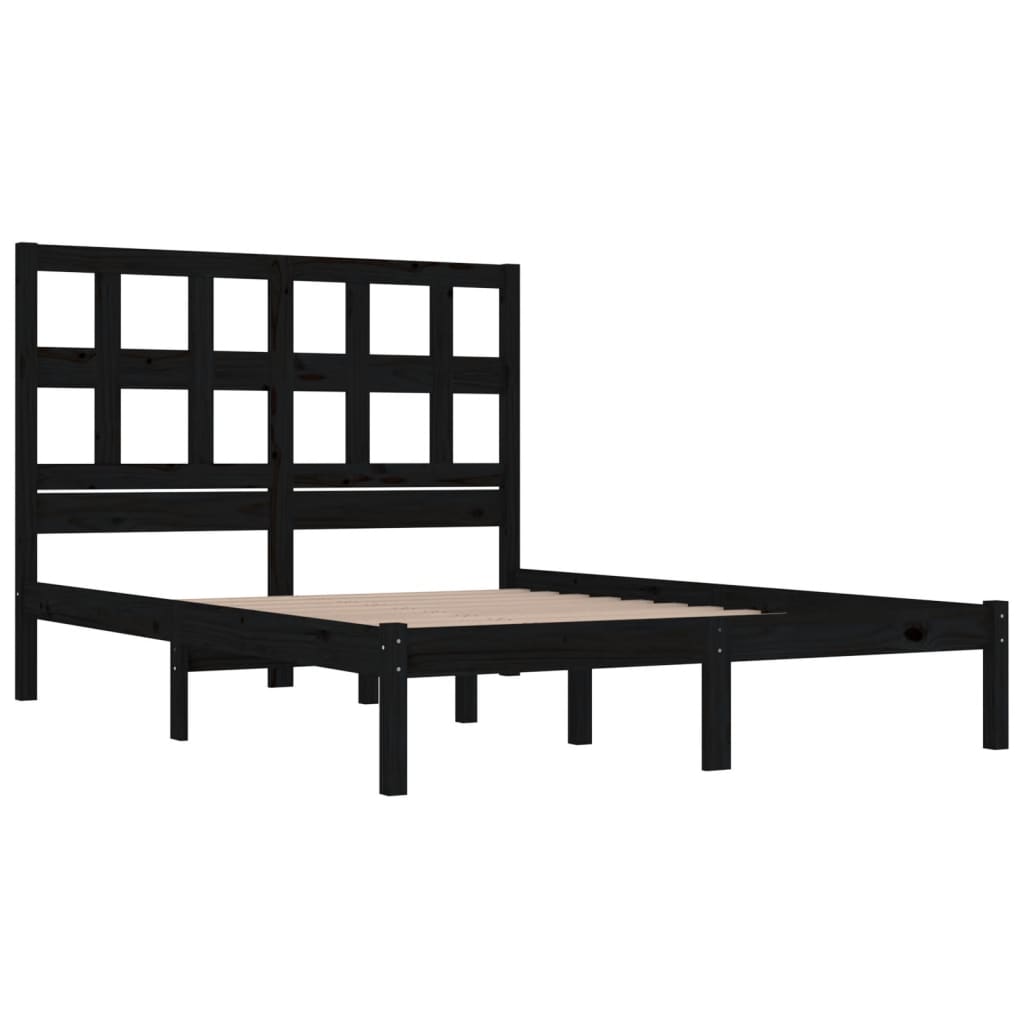 Bed Frame without Mattress Black 200x200 cm Solid Wood Pine