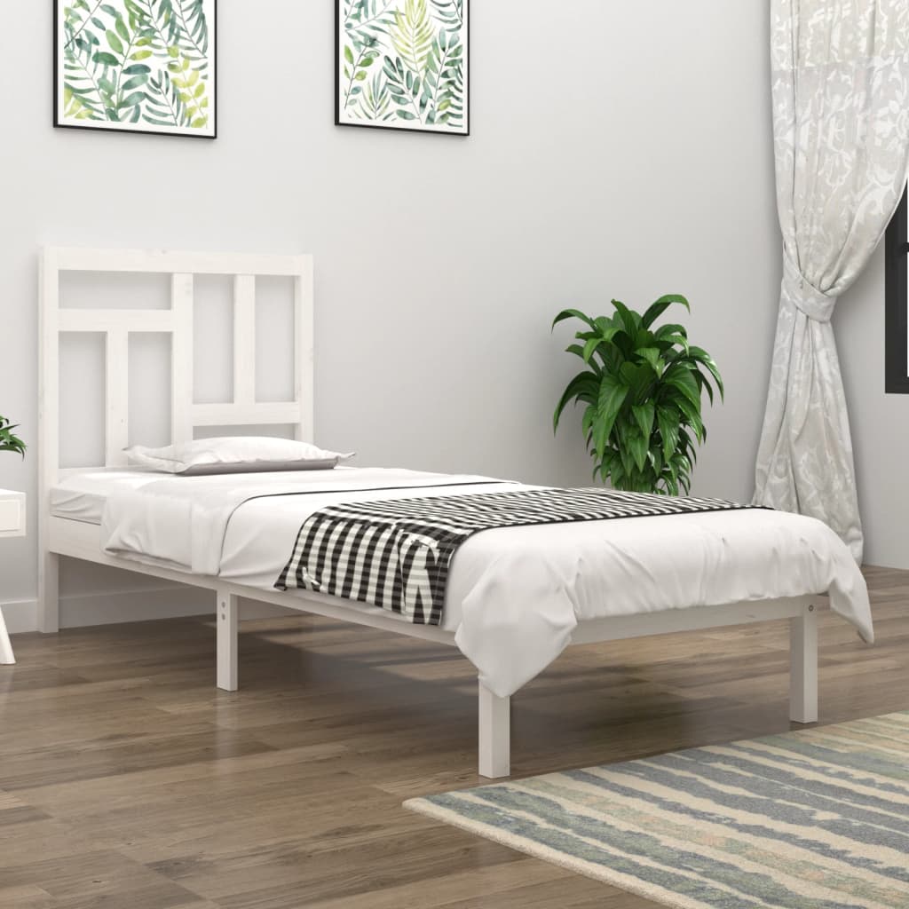 Bed Frame without Mattress White 90x190 cm Single Solid Wood Pine