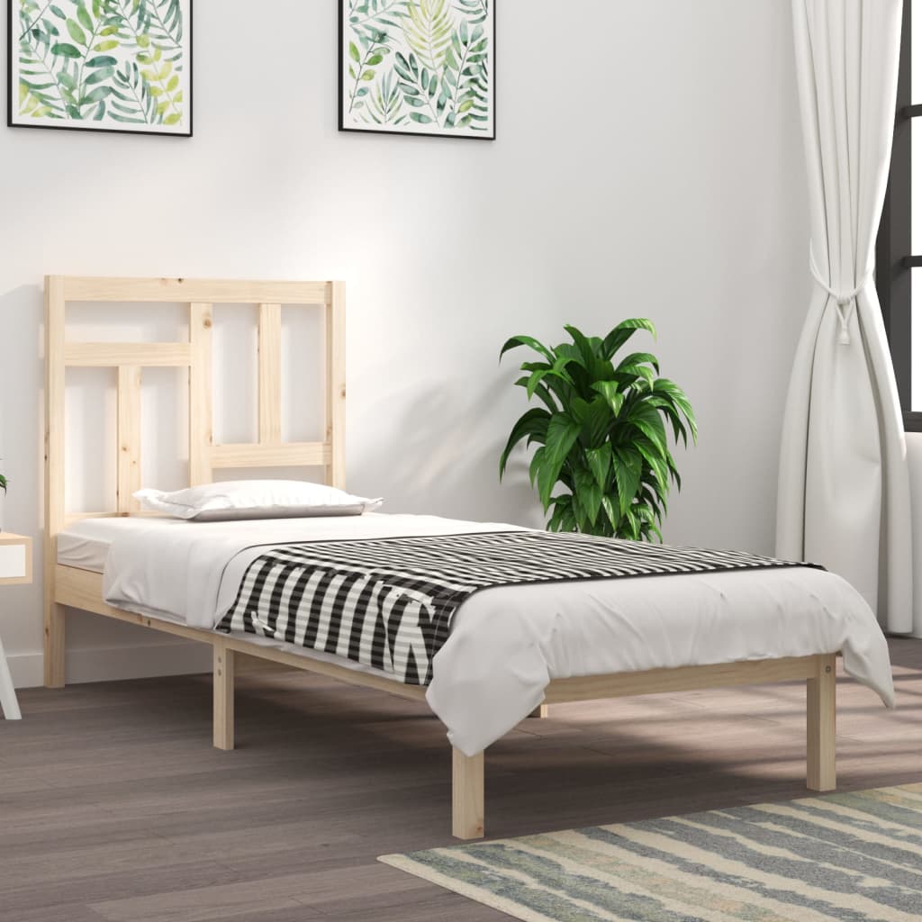 Bed Frame without Mattress 90x200 cm Solid Wood Pine