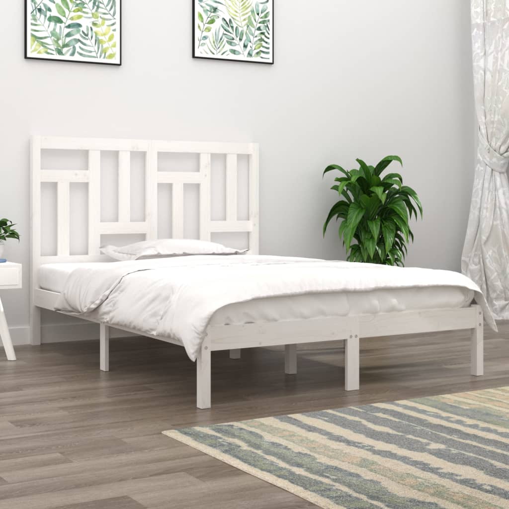 Bed Frame without Mattress White 140x200 cm Solid Wood Pine
