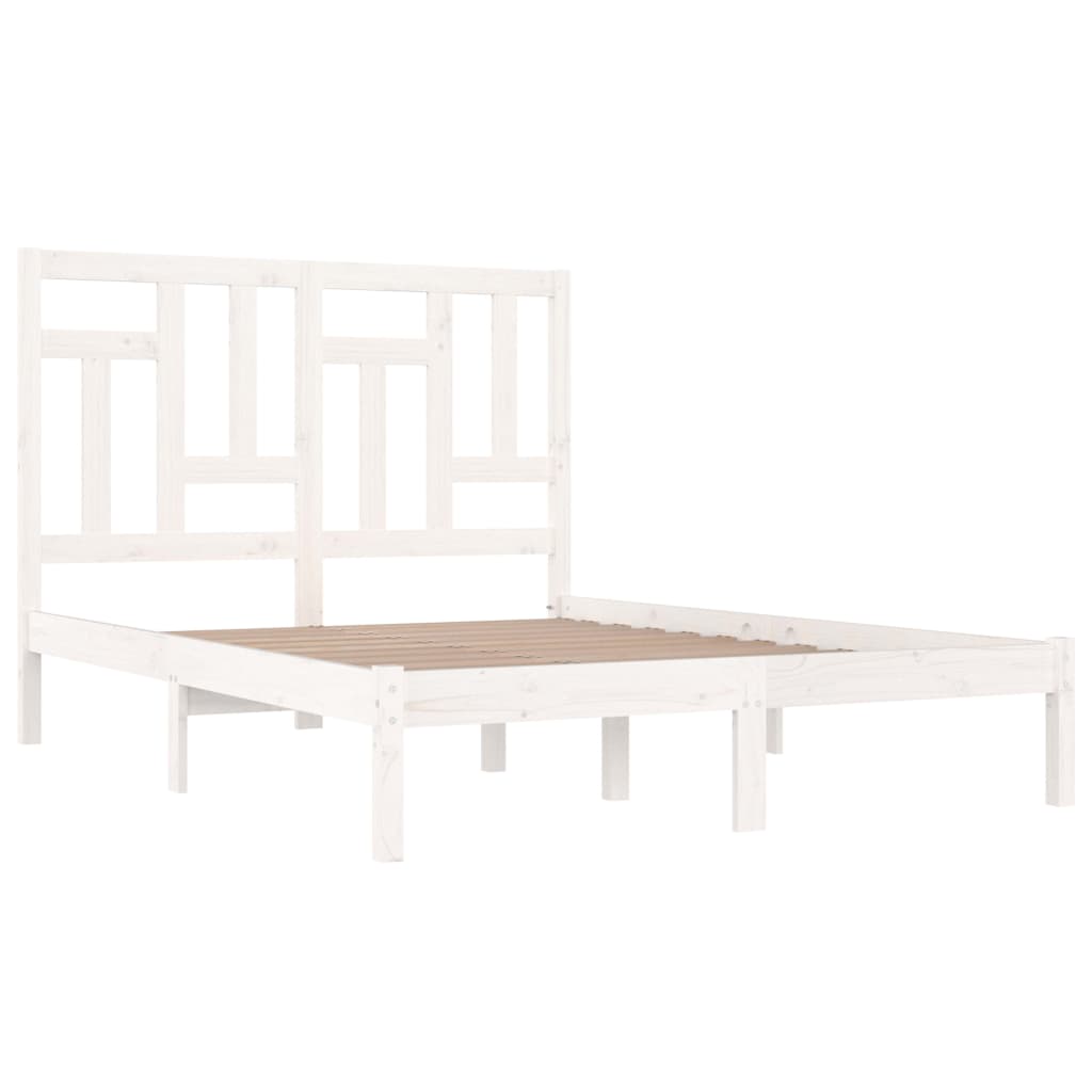Bed Frame without Mattress White 200x200 cm Solid Wood Pine