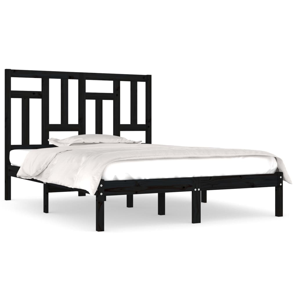 Bed Frame without Mattress Black 200x200 cm Solid Wood Pine