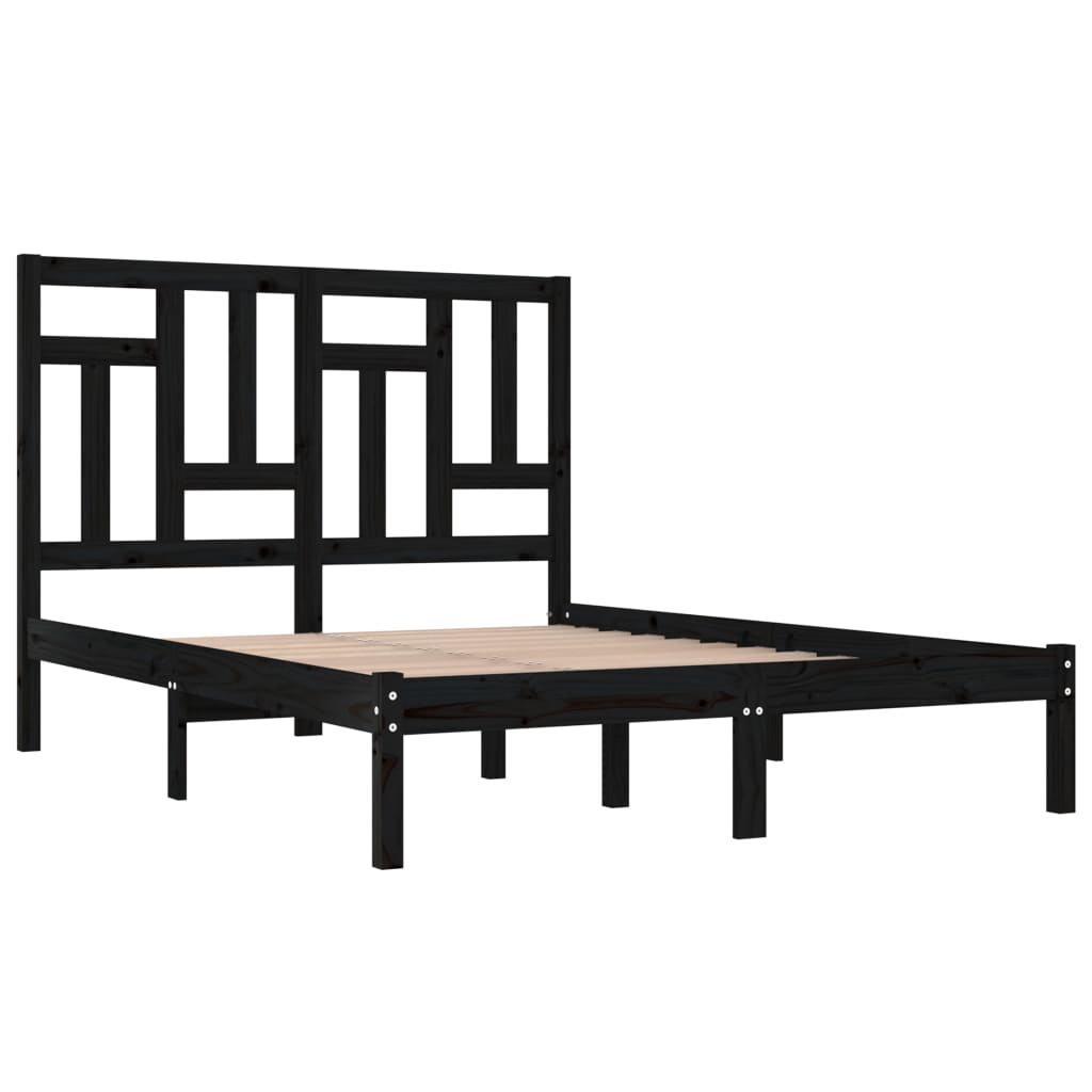Bed Frame without Mattress Black 200x200 cm Solid Wood Pine
