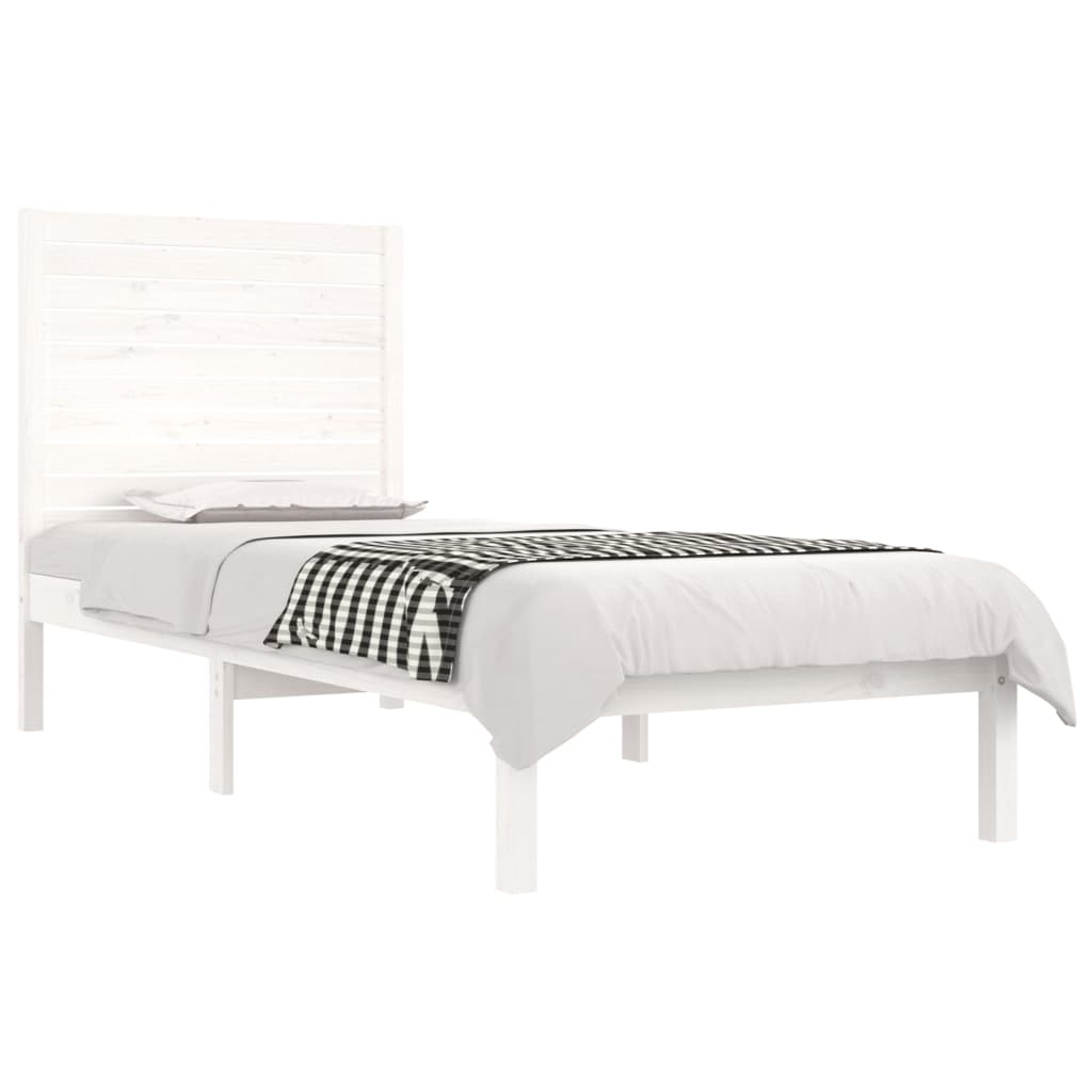 Bed Frame without Mattress White 75x190 cm Small Single Solid Wood