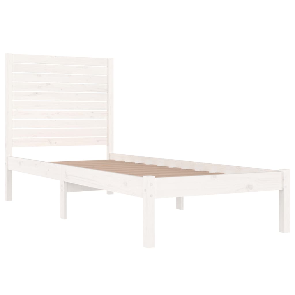 Bed Frame without Mattress White 75x190 cm Small Single Solid Wood