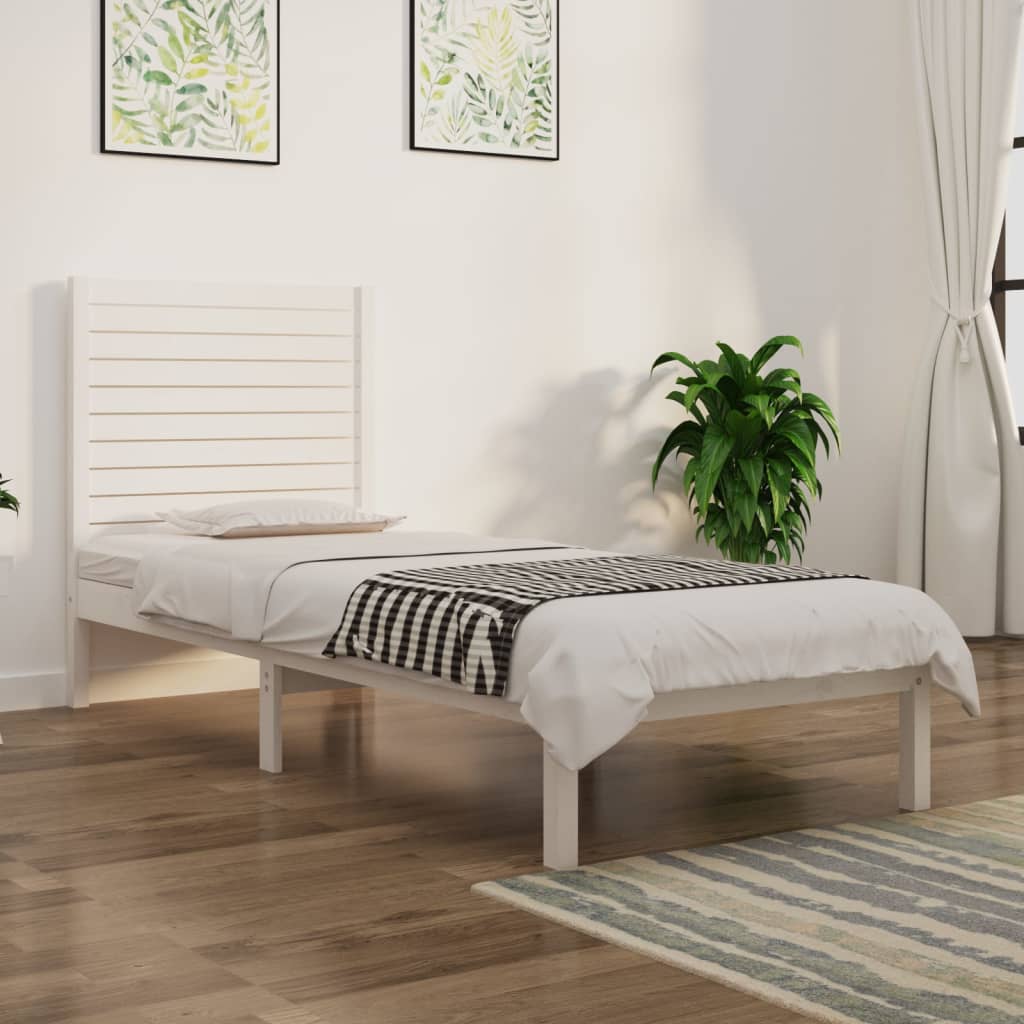 Bed Frame without Mattress White 75x190 cm Small Single Solid Wood