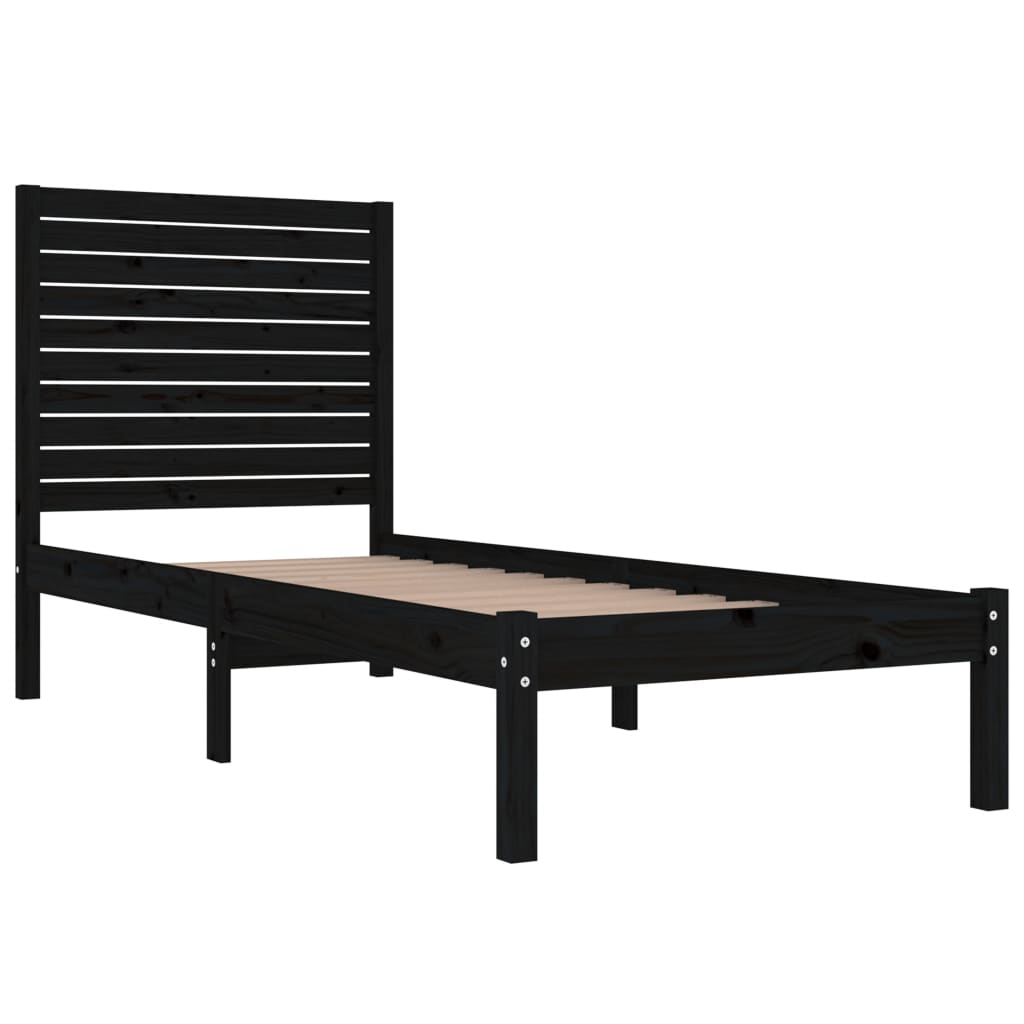 Bed Frame without Mattress Black 75x190 cm Small Single Solid Wood