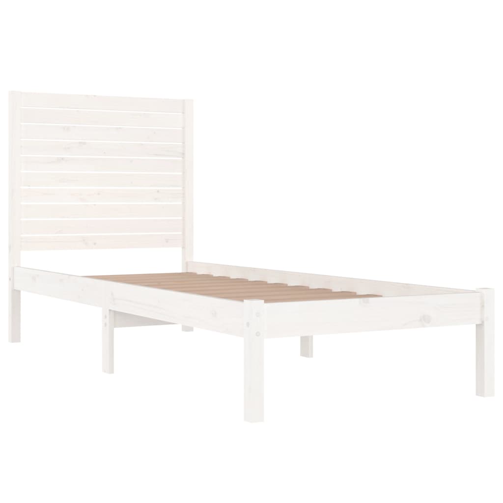 Bed Frame without Mattress White 90x190 cm Single Solid Wood