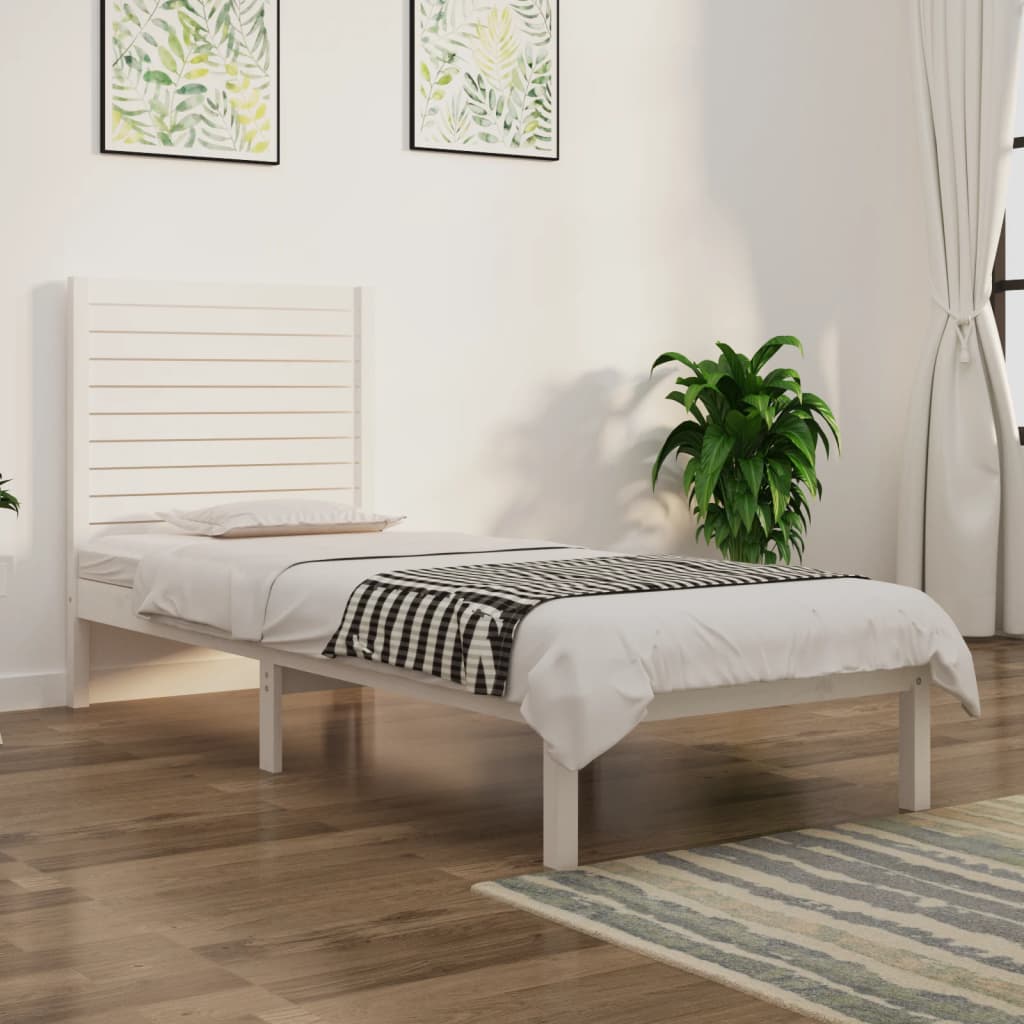 Bed Frame without Mattress White 90x190 cm Single Solid Wood